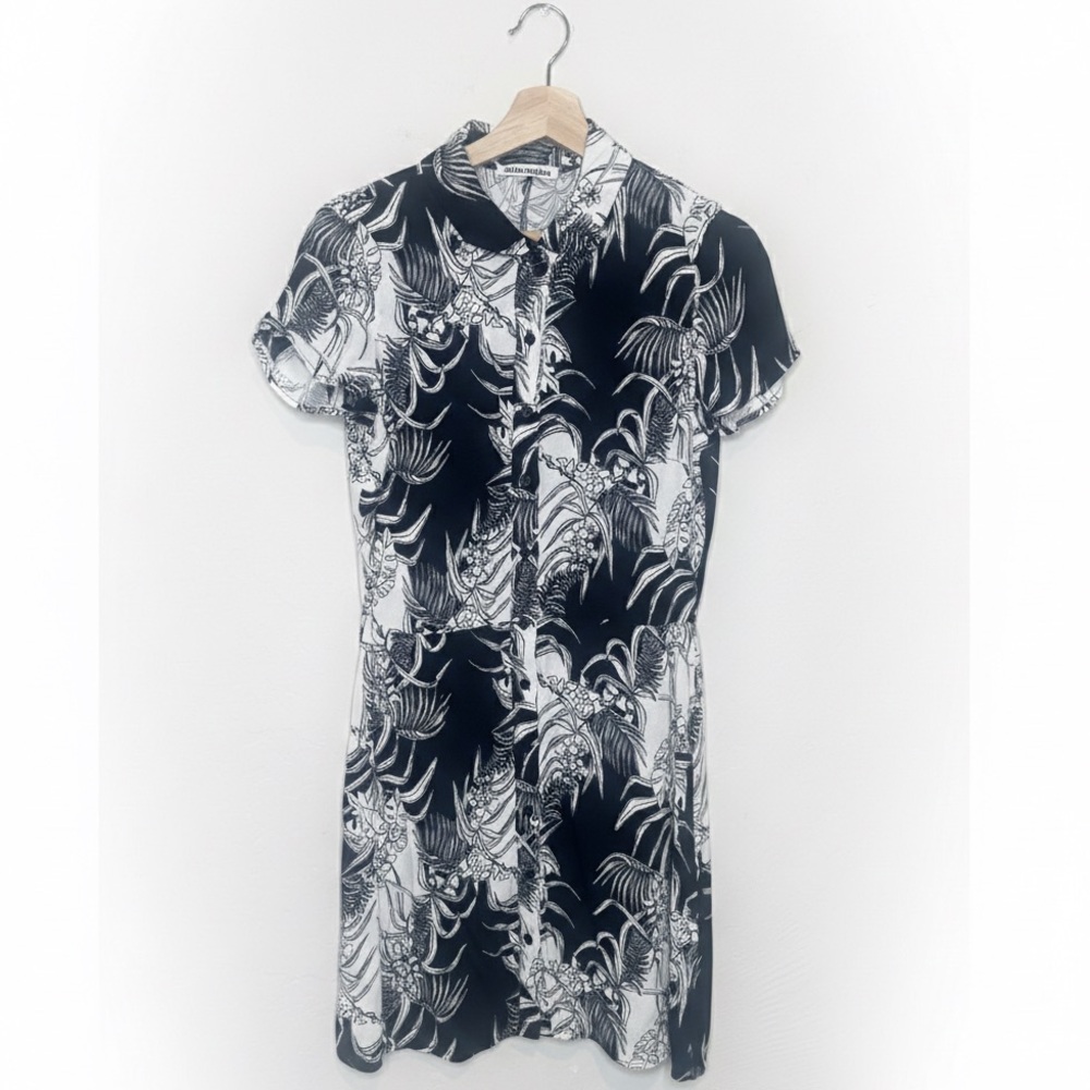 Reformation Black & White Monochrome Button-Down Mini Dress
